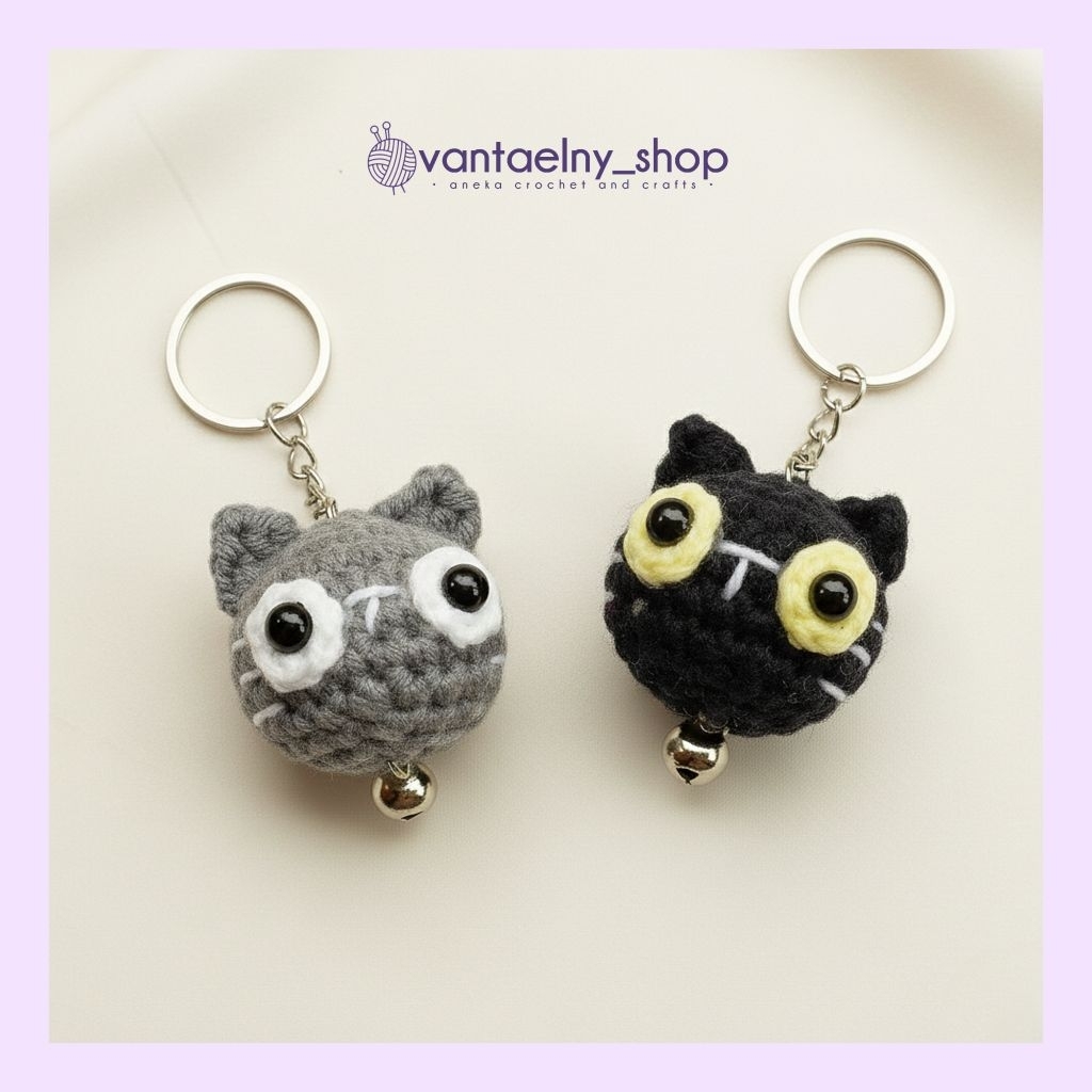 [CROCHET] KEYCHAIN MINI BLACK CAT TANG SUGA MIN YOONGI GANCI RAJUT KUCING CUTE
