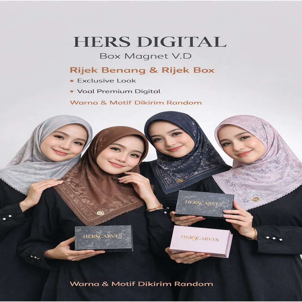 Khusus Rijek Kerudung Segi Empat Voal Digital Premium Her Scarves Motif Print Elegan Box Eksklusif M