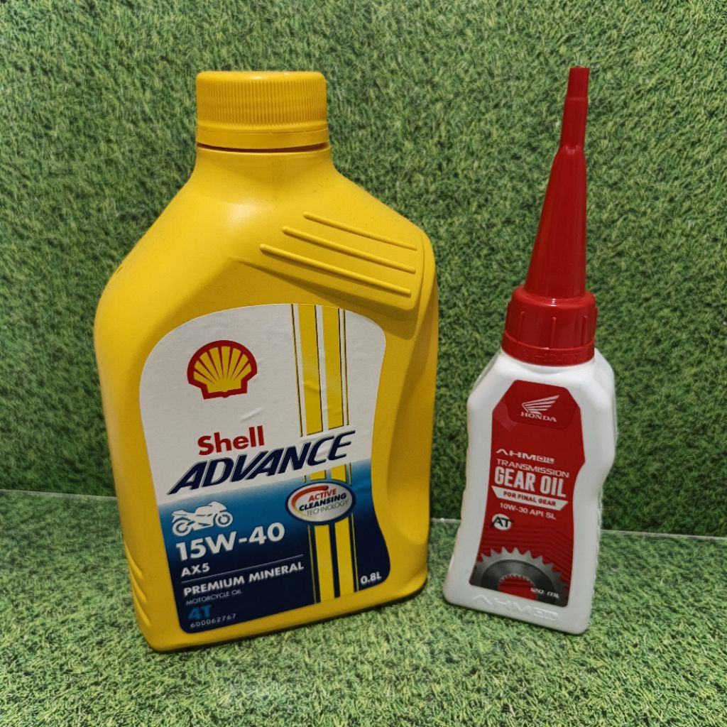 paket hemat oli shell advance ax5 0'8ml dan ahm gear 120ml untuk motor scoppy beat vario mio