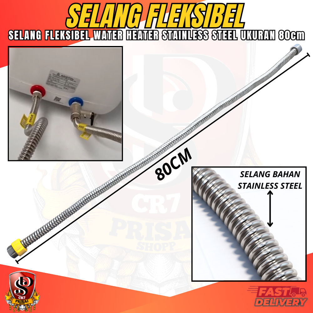 Selang Water Heater Kamar Mandi Fleksibel SUS 304 Stainless Steel 80cm Selang Fleksibel Sambungan Ai