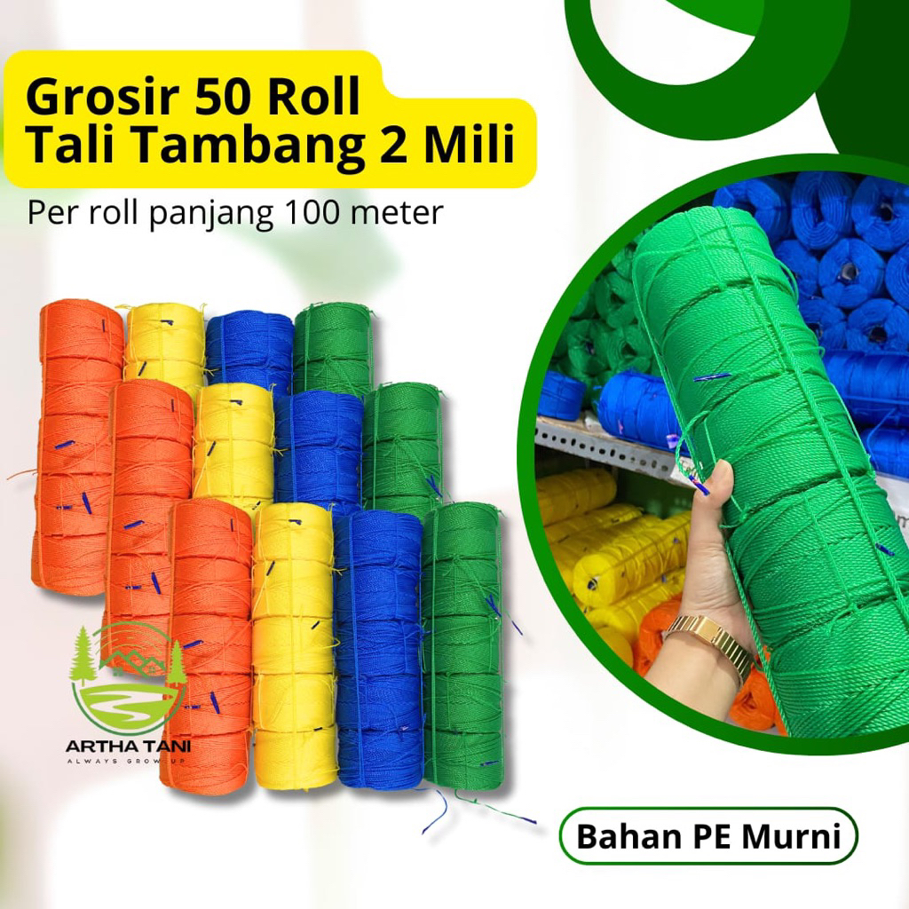 Grosir isi 50 Roll Tali Tambang 2mm/Paket Isi 50 Roll Tambang 2 Mili Murah/Tambang 2mm Isi 50 Roll M