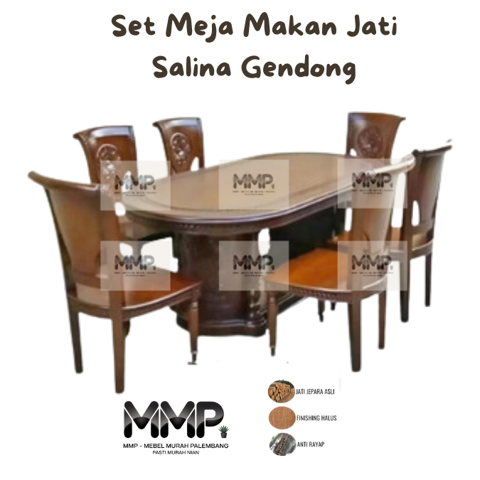 Set Meja Makan Jati Salina Gendong | Meja Makan Jati Asli Jepara Murah Palembang