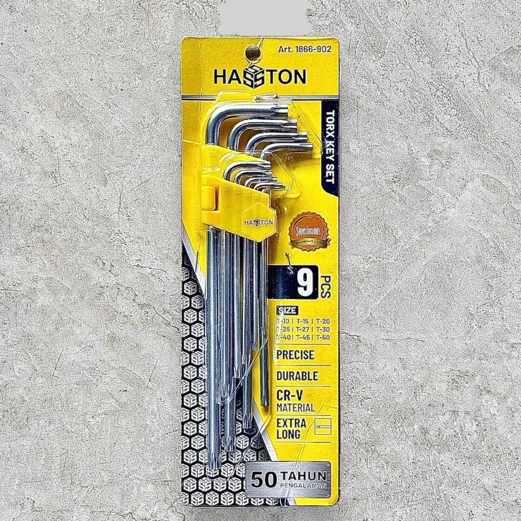 Hasston Prohex (1866) Kunci L Bintang Set 9pcs T10-T50 Torx Key Set 9 Pcs