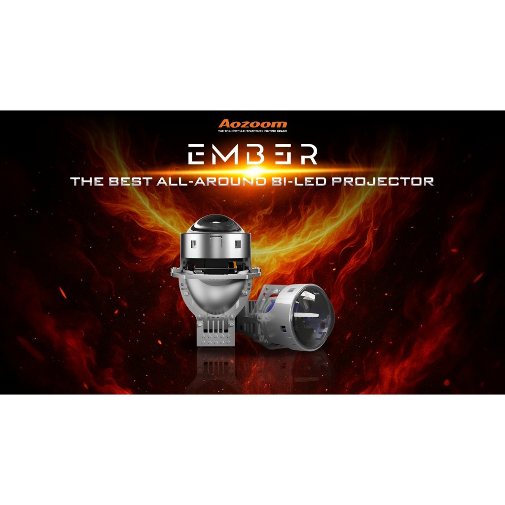 AOZOOM EMBER Bi-LED Projector 3 Inch Original | Lampu Mobil Terang Fokus | Headlamp LED Premium