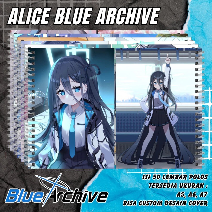 Notebook Buku Catatan Anime Premium – Alice Blue Archive Series