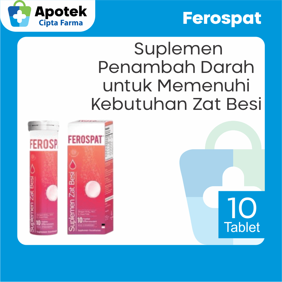 Ferospat 10 Tablet Vitamin C Folic Acid Asam Folat Vitamin B12 Suplemen Zat Besi Penambah Darah Supl