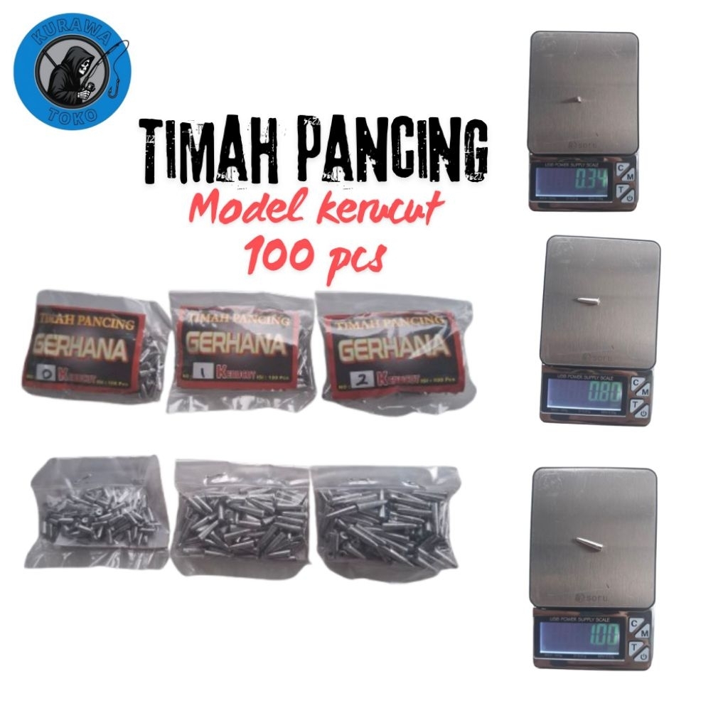 Timah pancing model kerucut 100 pcs grosir