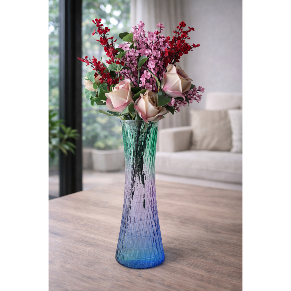 Vas Kaca Berwarna Vas Kaca Krystal Vas Bunga Dekorasi Rumah Vas Kaca Bermotif