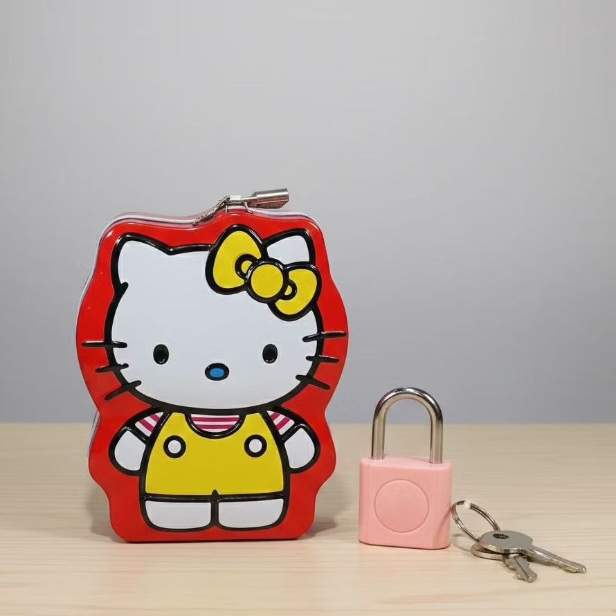 Celengan Kaleng Karakter Lucu + Gembok & Kunci || Celengan Uang Koin dan Kertas