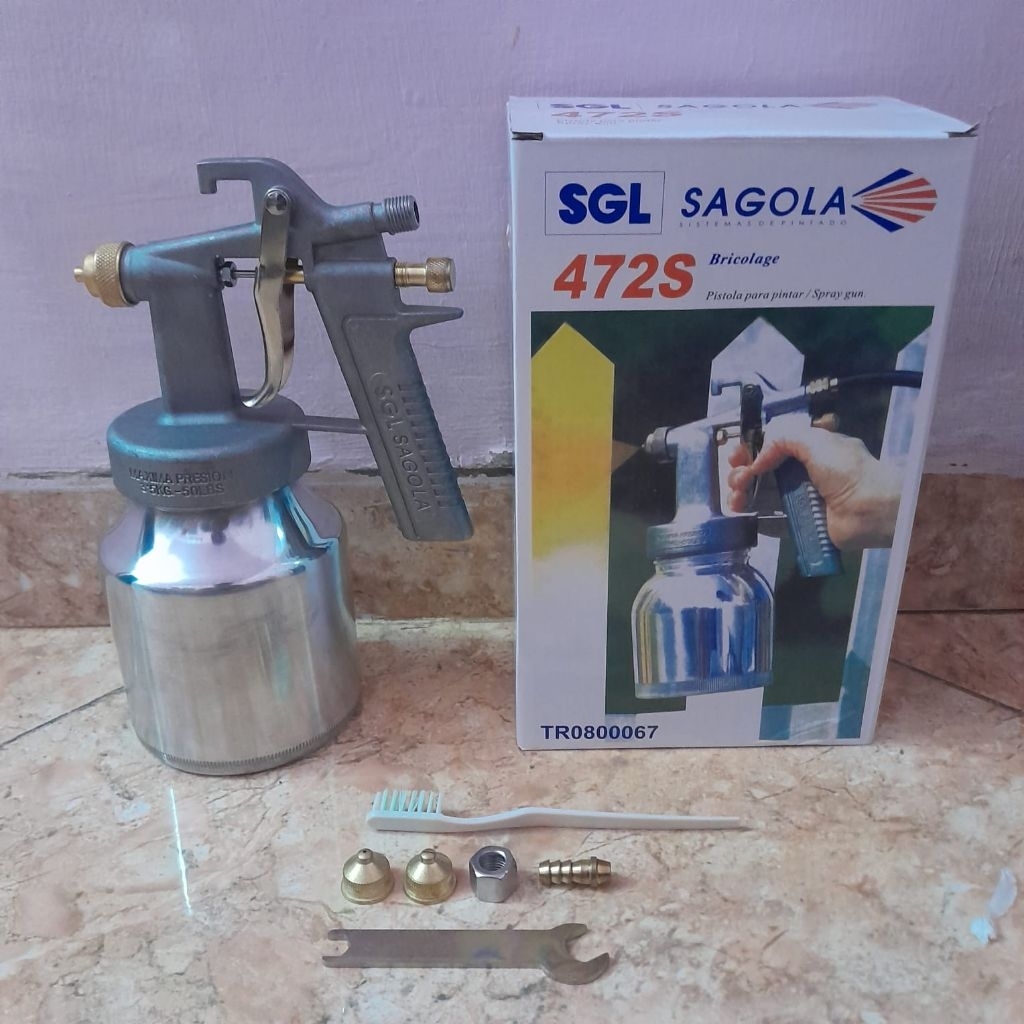 SAGOLA Spraygun 472S Tabung Bawah 700cc Low Pressure Tekanan Rendah Botol Semprot Cat 472 S
