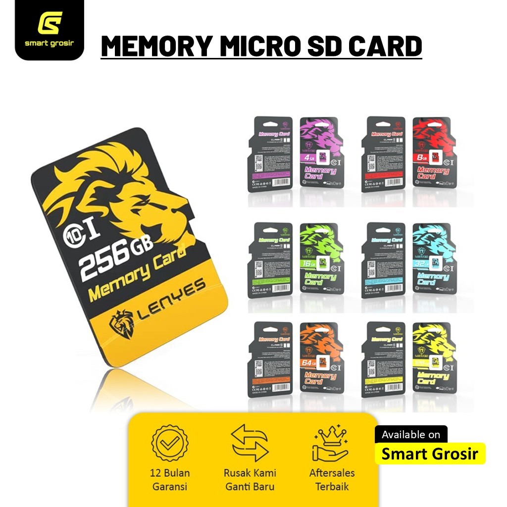 LENYES Micro SD Card 4GB/8GB/16GB/32GB/64GB/128GB Memory Card High Memory penyimpanan Ready stock