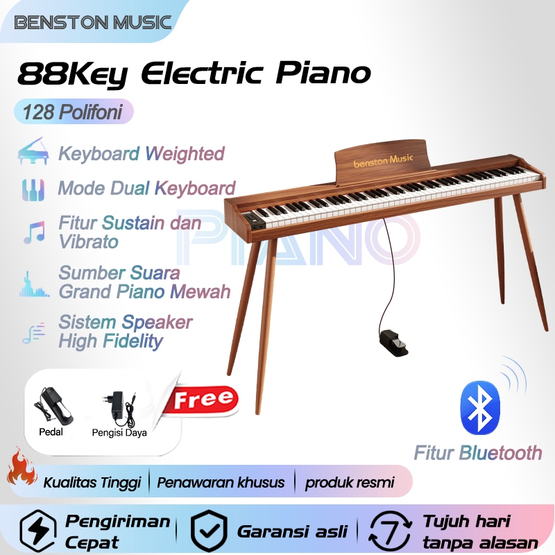Benston Music- Piano Elektrik 88 Key Heavy Hammer Weighted, Piano Digital Portabel Profesional untuk