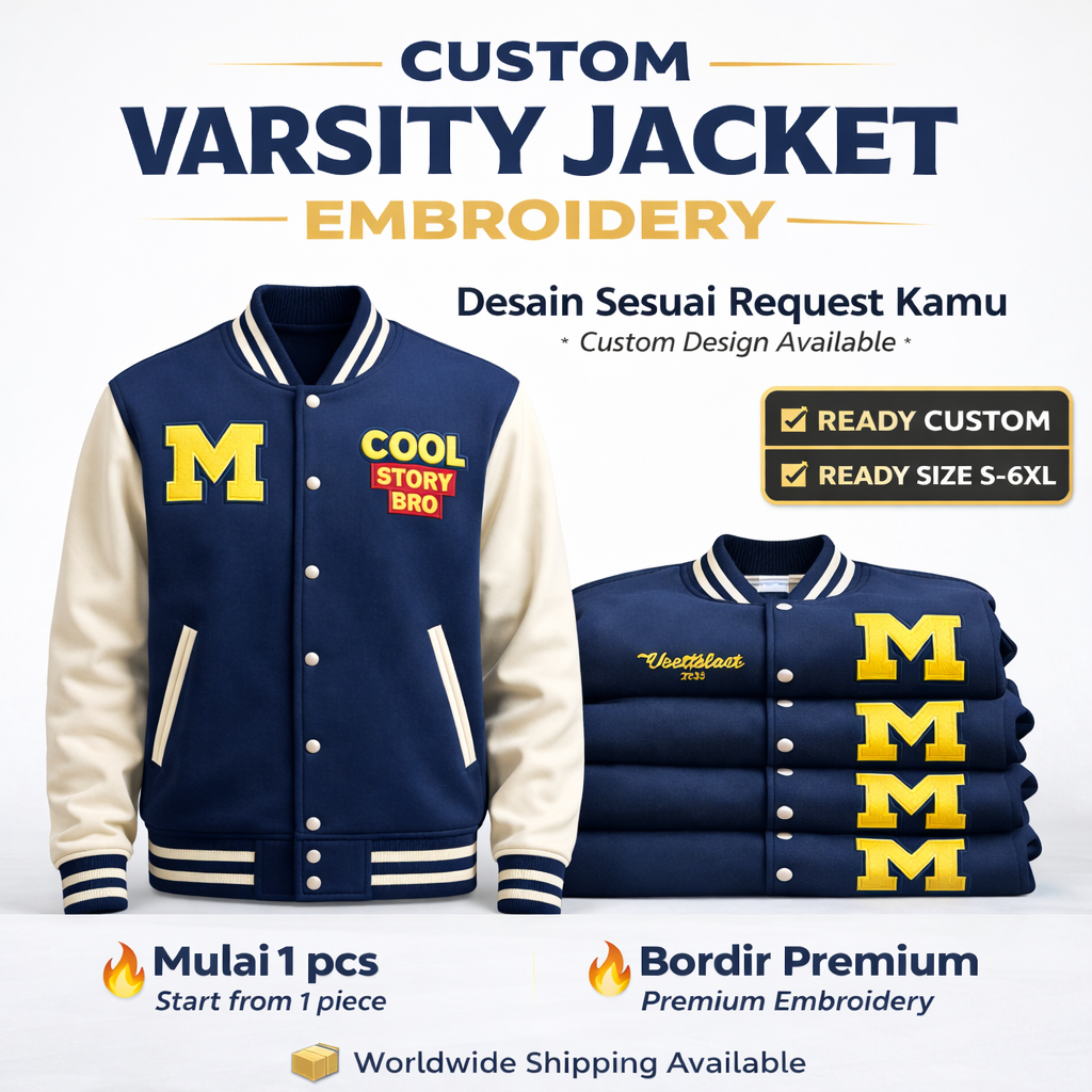 Custom Jaket Varsity Bordir / Komunitas / Satuan – Desain Bebas Bisa Desain Sendiri!