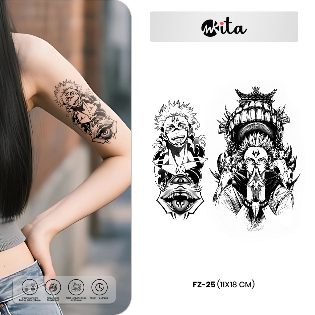 INKITA-Tattoo Semi Permanen One Piece Tatto Temporer Sementara Fruit Ink Karakter