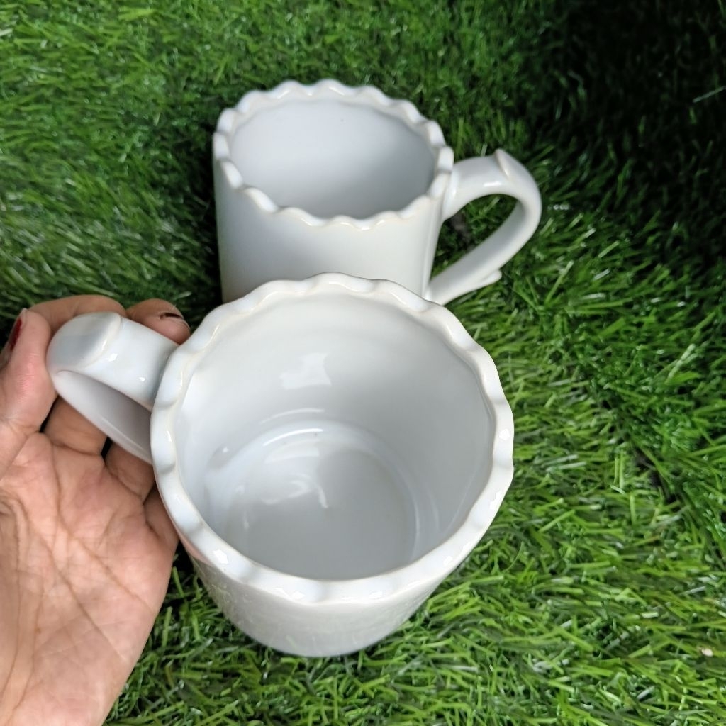 Gelas flower estetik putih polos