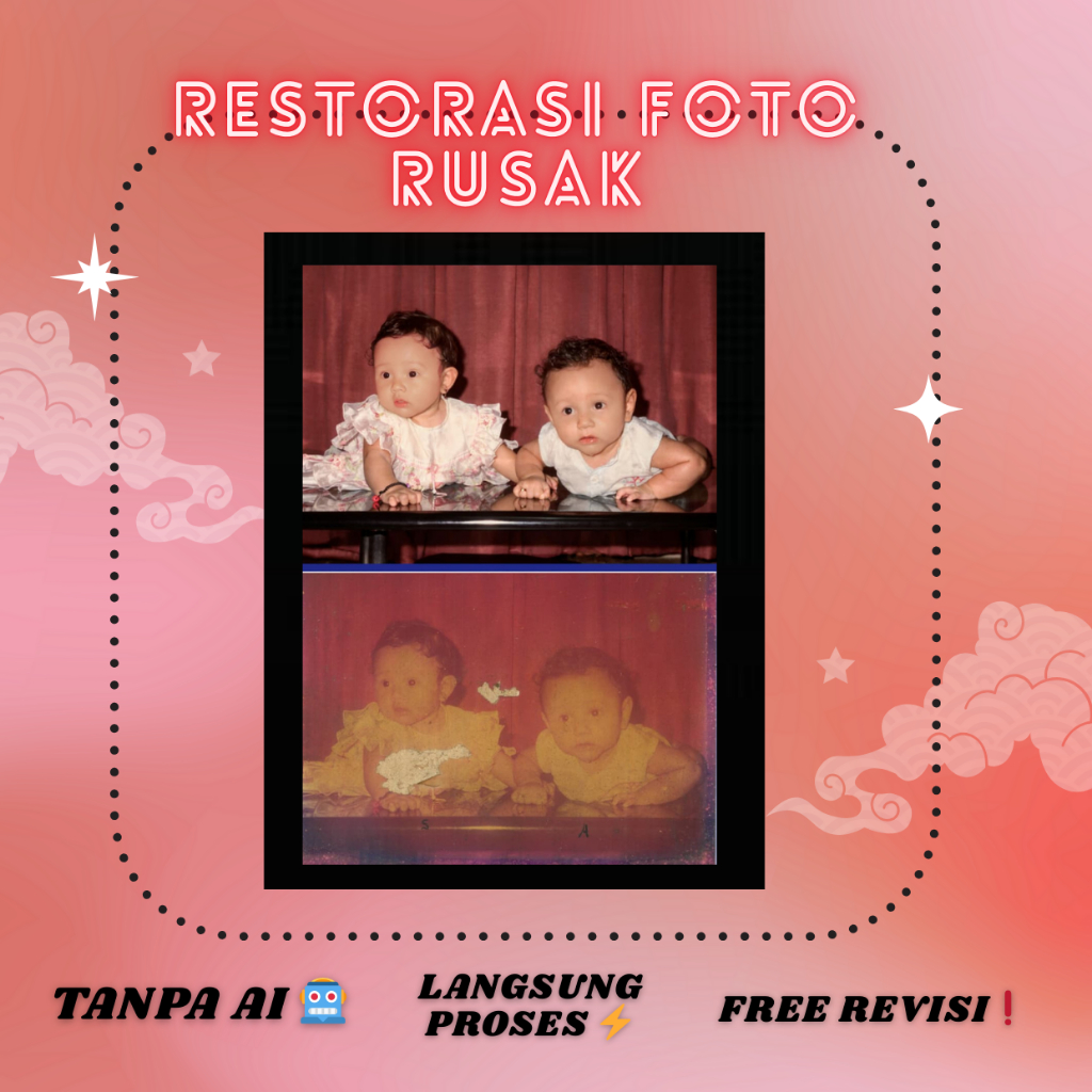 (PREMIUM) PROFESIONAL EDIT RESTORASI FOTO RUSAK / EDIT RESTORASI FOTO JADUL/MEMPERBAIKI FOTO JADUL M