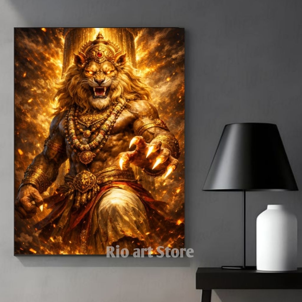 Hiasan dinding poster narasimha untuk walldecor atau dekorasi dinding