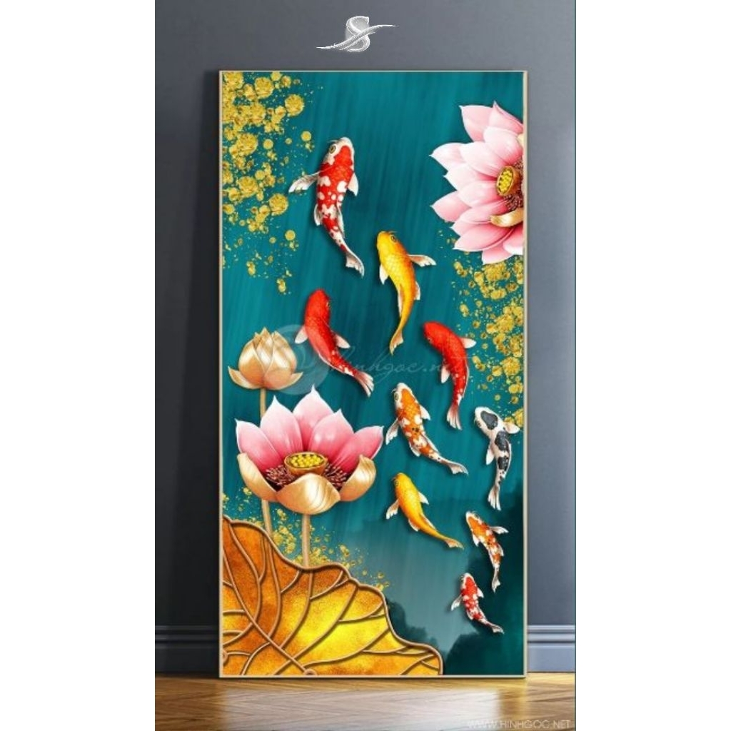 Lukisan Ikan Koi Fengshui Potrait •| Lukisan ikan Koi modern minimalis.