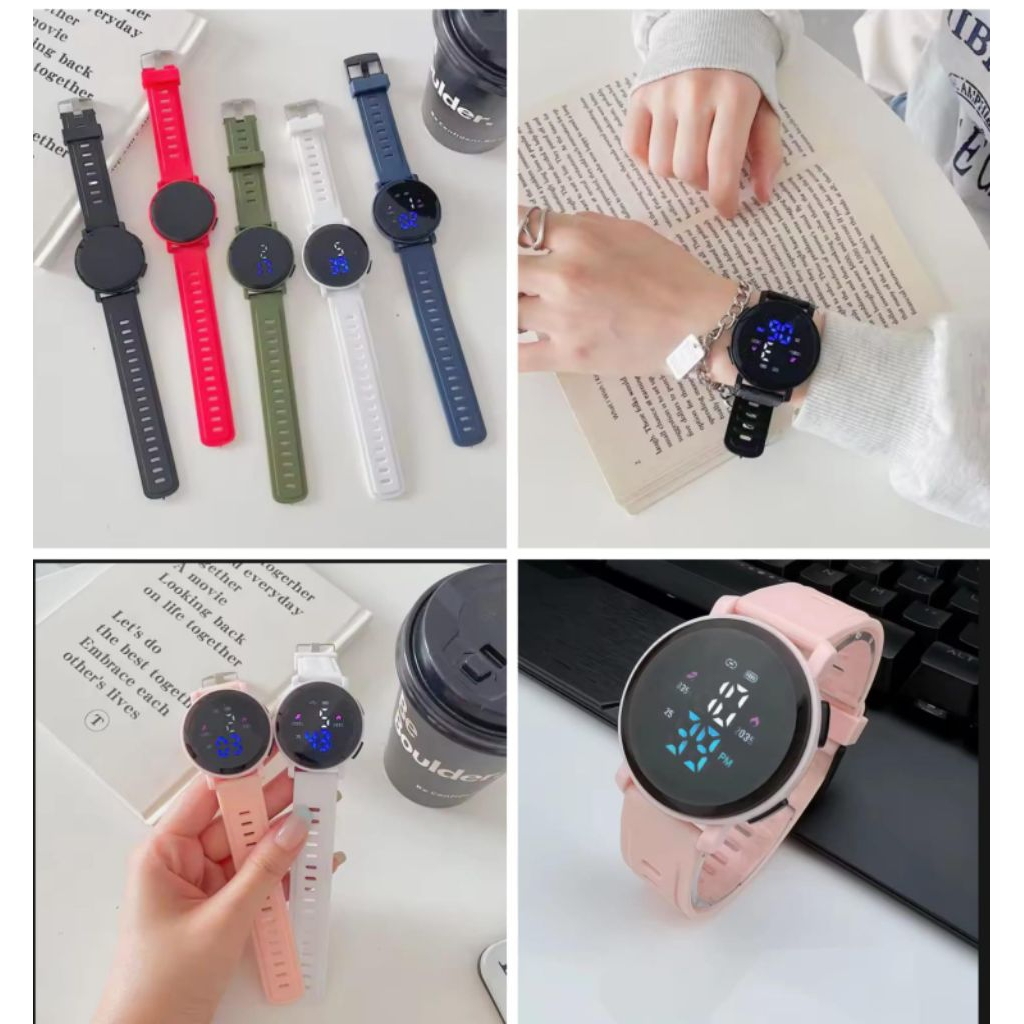JAM TANGAN PRIA WANITA DIGITAL RUBBER BULAT LED WATCH