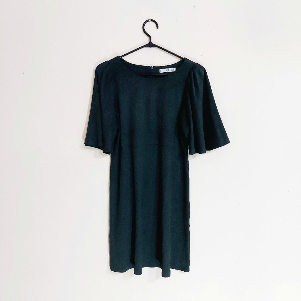 (preloved) mango mini dress velvet emerald green premium
