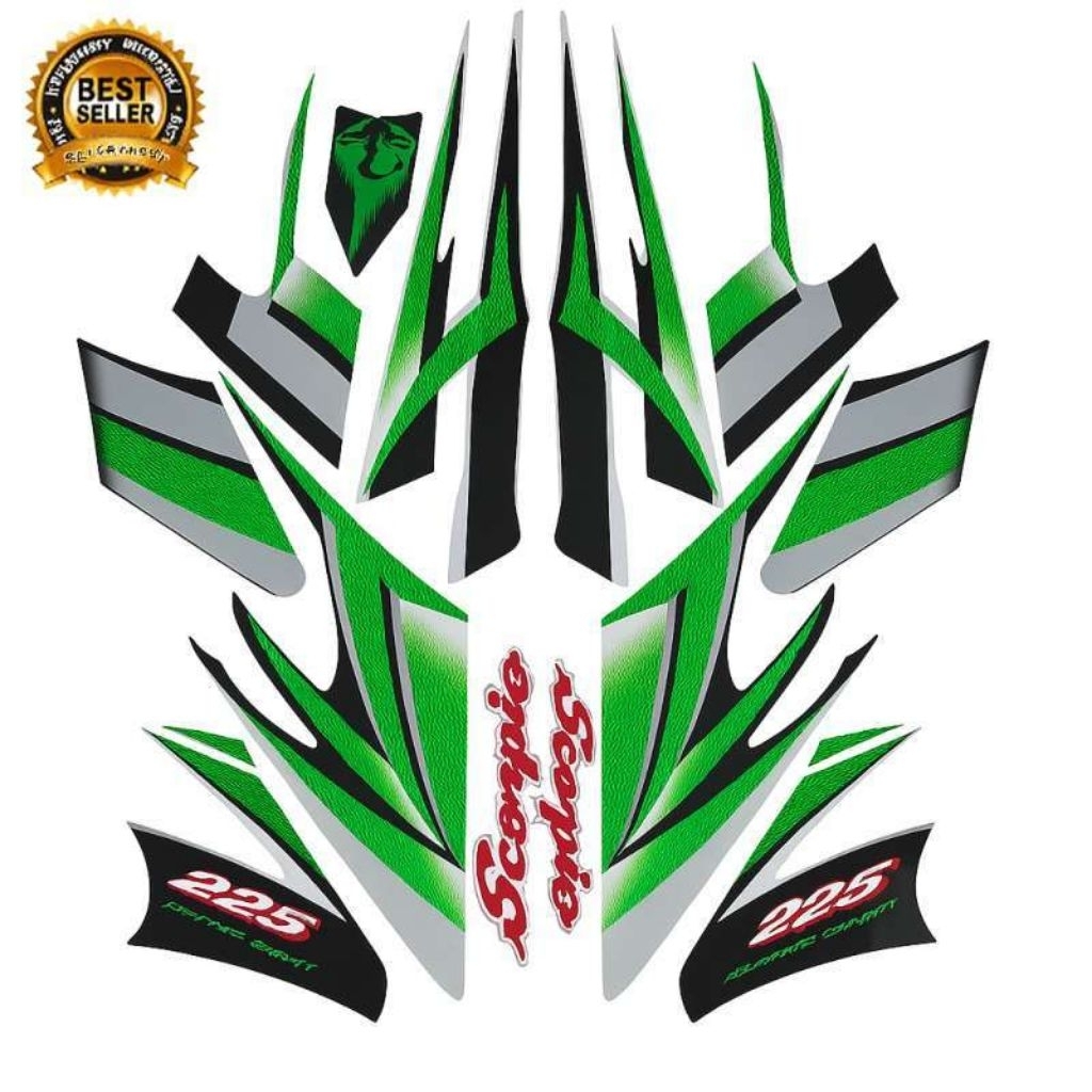 Striping stiker body motor yamaha scorpio 2004 stiker list bodi motor scorpio warna hijau tahun 2004