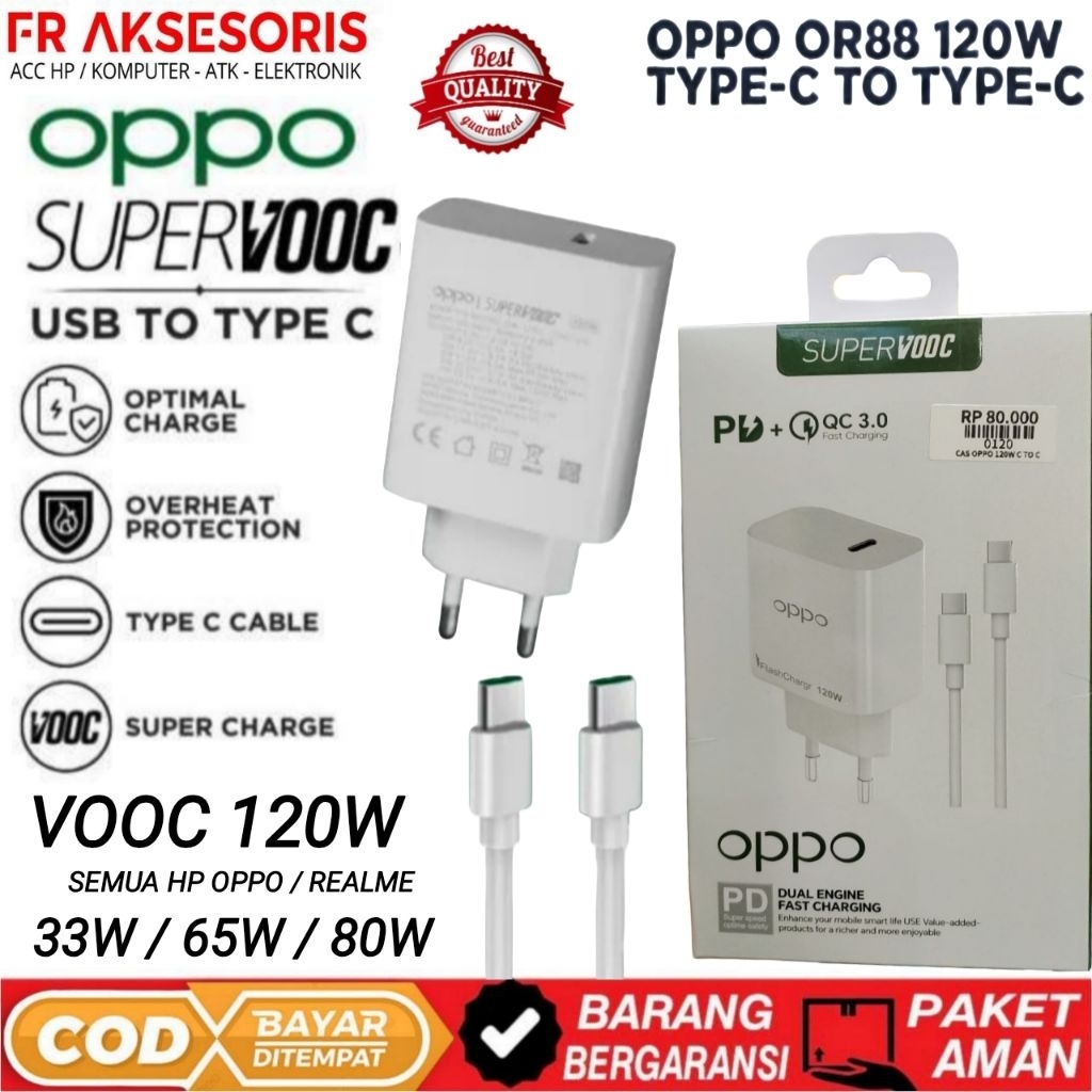 Charger OPPO VOOC 120W Super Vooc Charger Oppo Ori 120W TYPE C TO TYPE C CHARGER VOOC 33w / 65w / 80