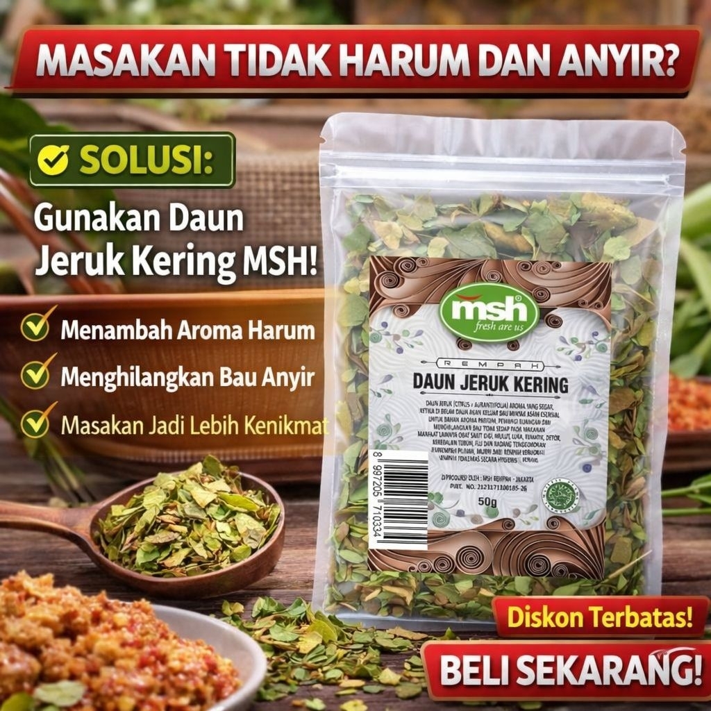 Daun Jeruk Kering 50gr , Daun Jeruk Kering Alami , Daun Jeruk Kering Murni , Daun Jeruk Kering Premi
