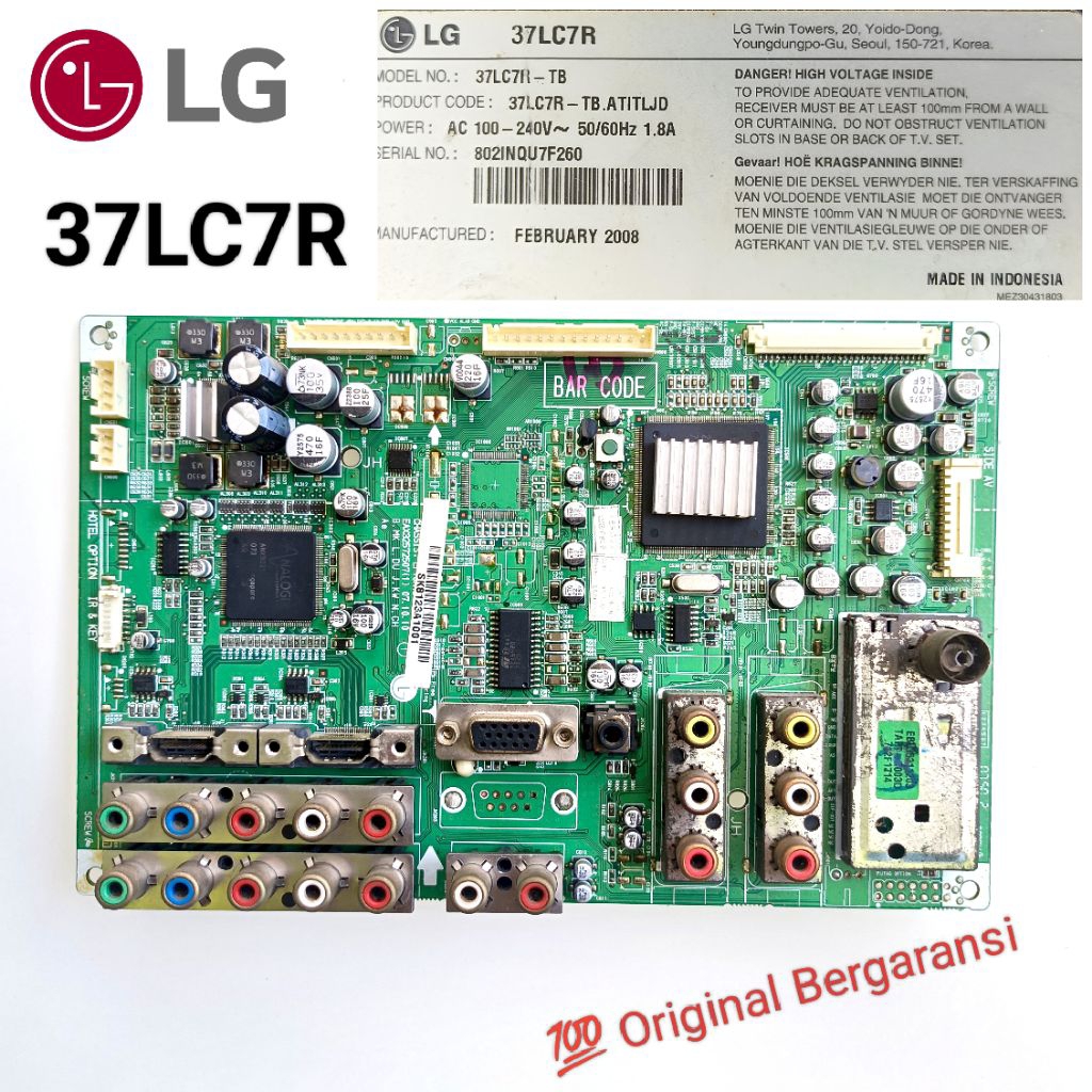 MB LG 37 inch 37LC7R part Mainboard  TV LG LCD 37" original bergaransi