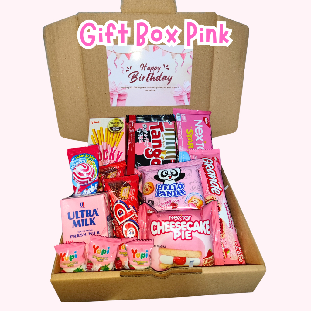 Gift Box Snack ulang tahun - Warna Pink Kado Cewek / Gift Box Wisuda Gift box cewek