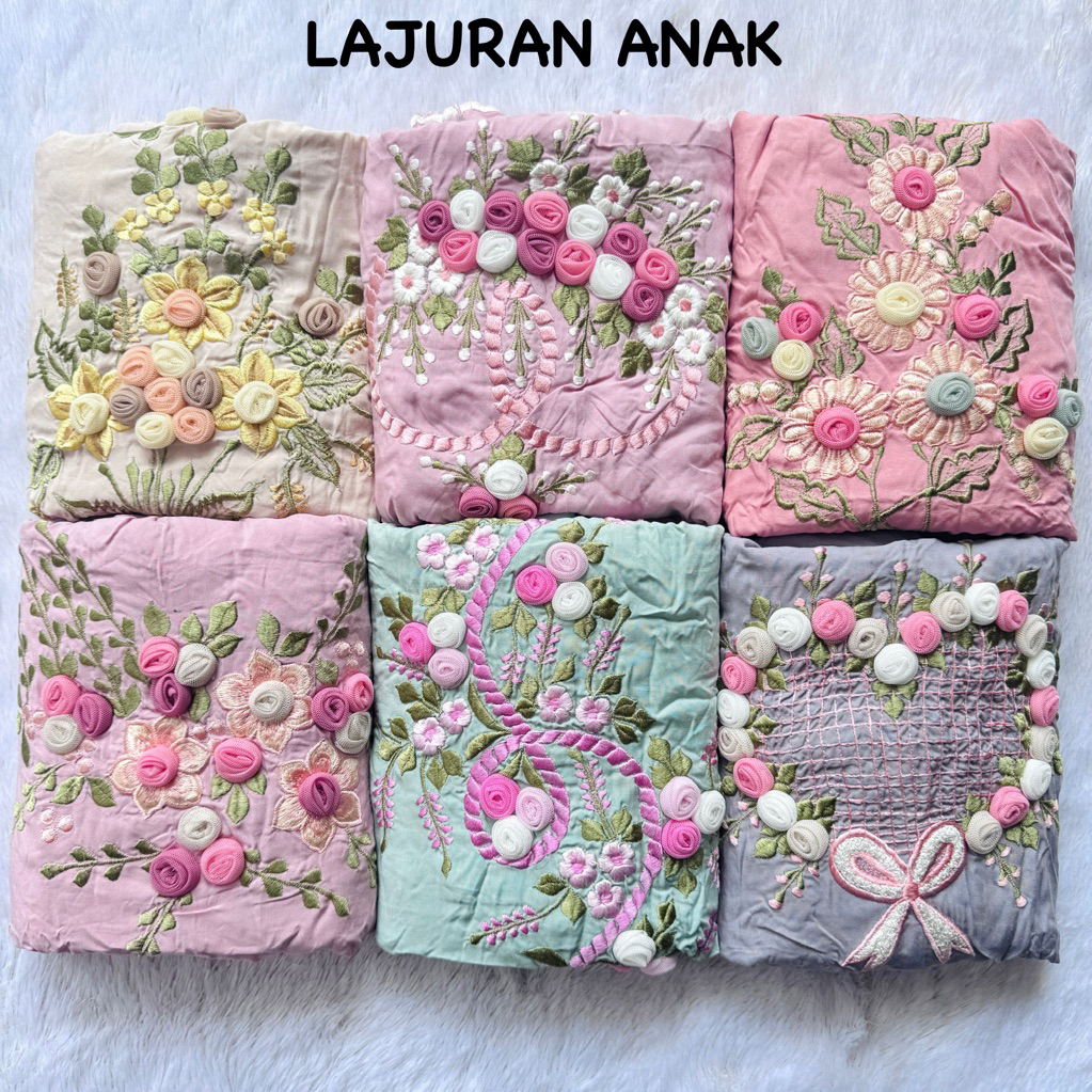 MUKENA TERUSAN LAJURAN BORDIR TILE RAYON anak