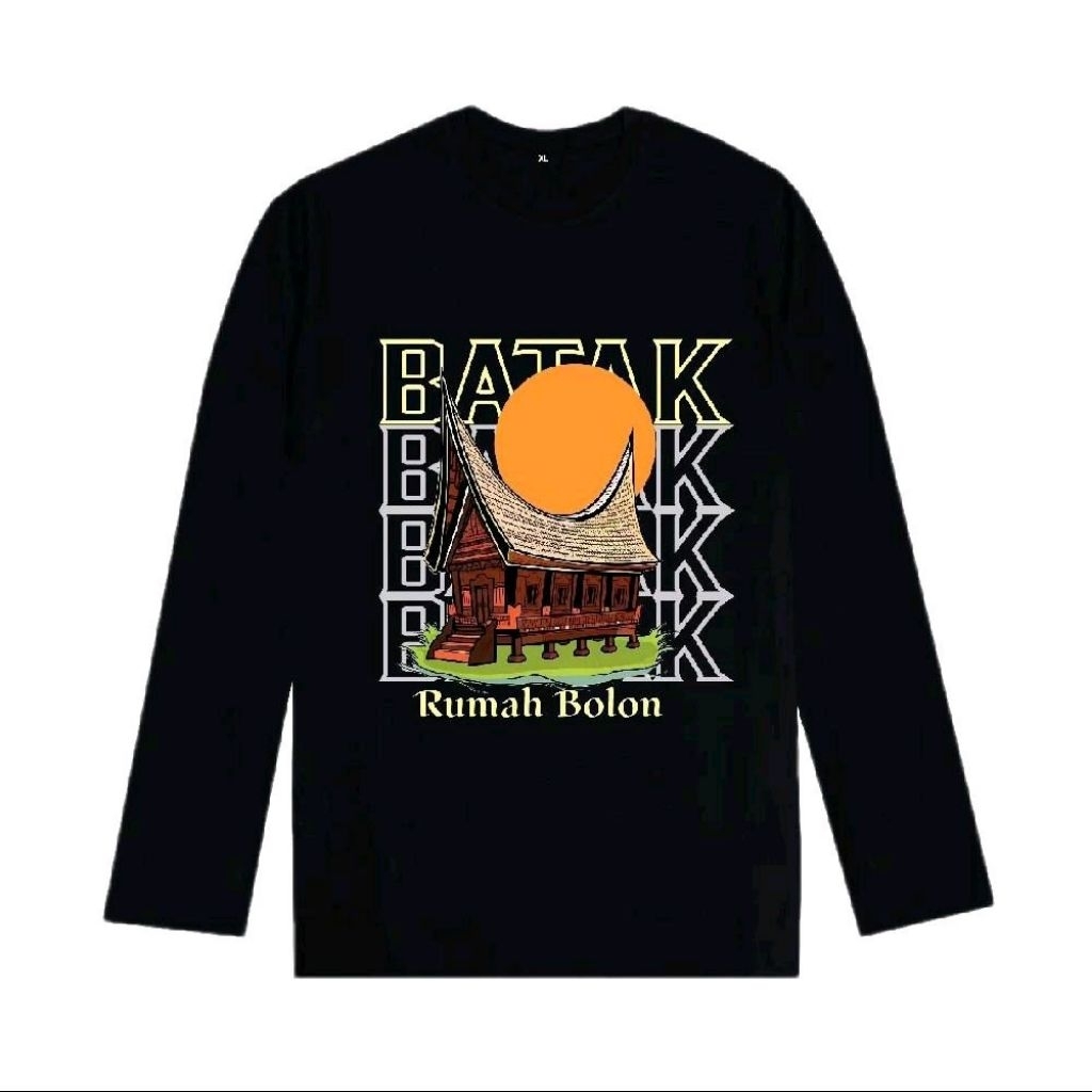 KAOS LENGAN PANJANG MOTIF RUMAH BOLON BATAK