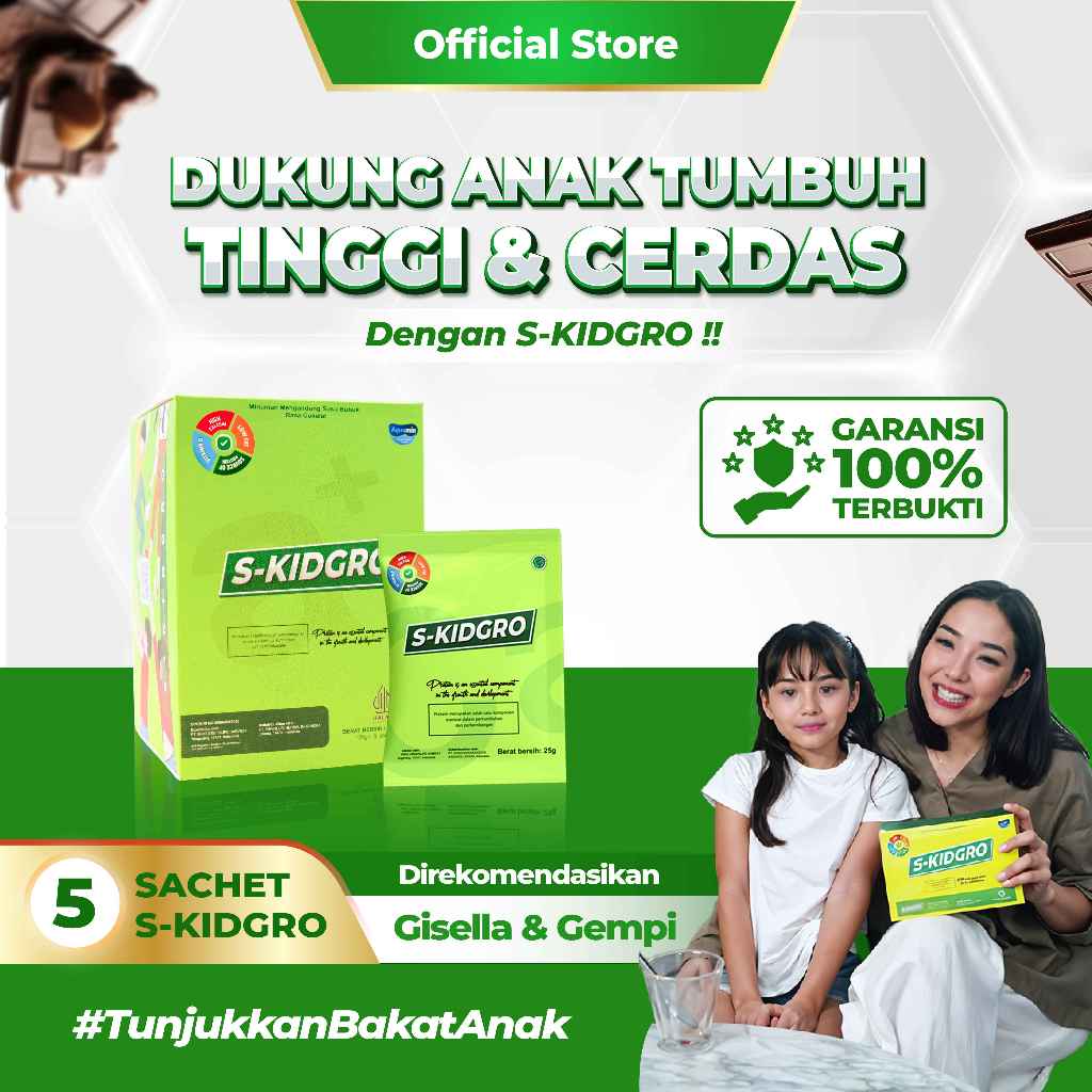 S-KIDGRO 5 SACHET – Susu Peninggi Badan Anak Usia  2–15 Tahun Tinggi Kalsium