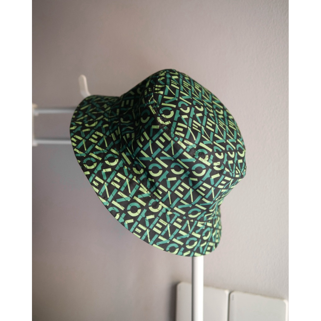 Topi Bucket KENZO Reversible Original - Monogram Black/Green 2in1
