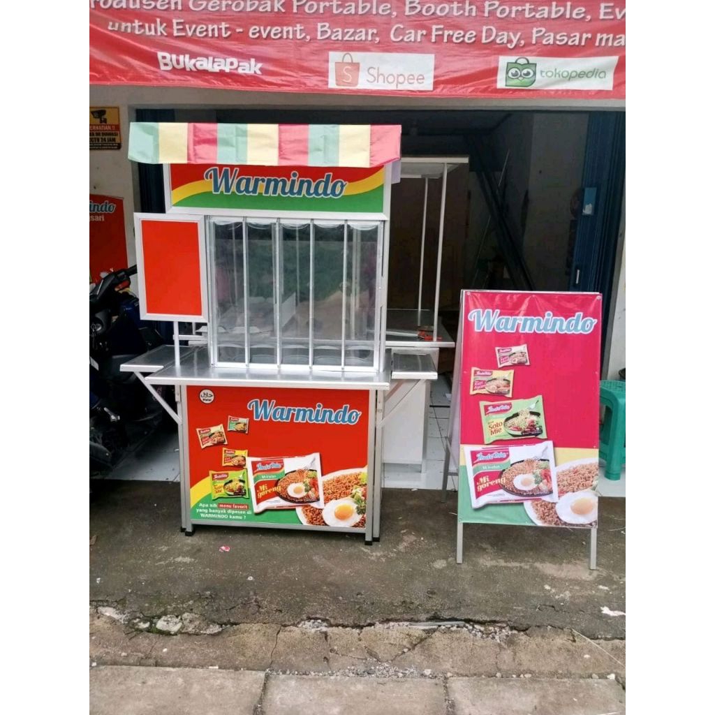 Booth Portable Warmindo Viral Kekinian 100 x 80 cm
