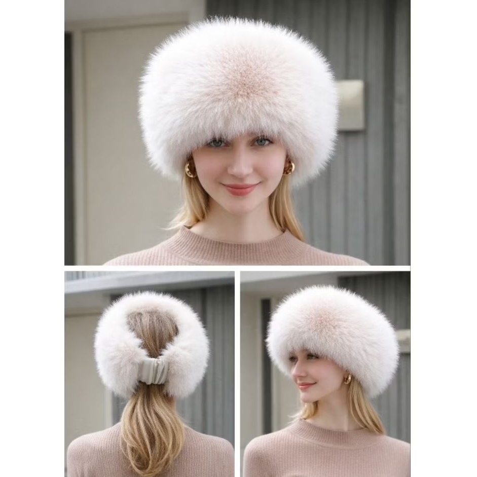 Topi Bando Wanita Bulu Sintetis Aksesori rambut Wanita