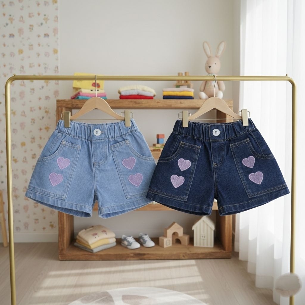 Hotpants Jeans Love Anak Perempuan Celana Jeans Anak