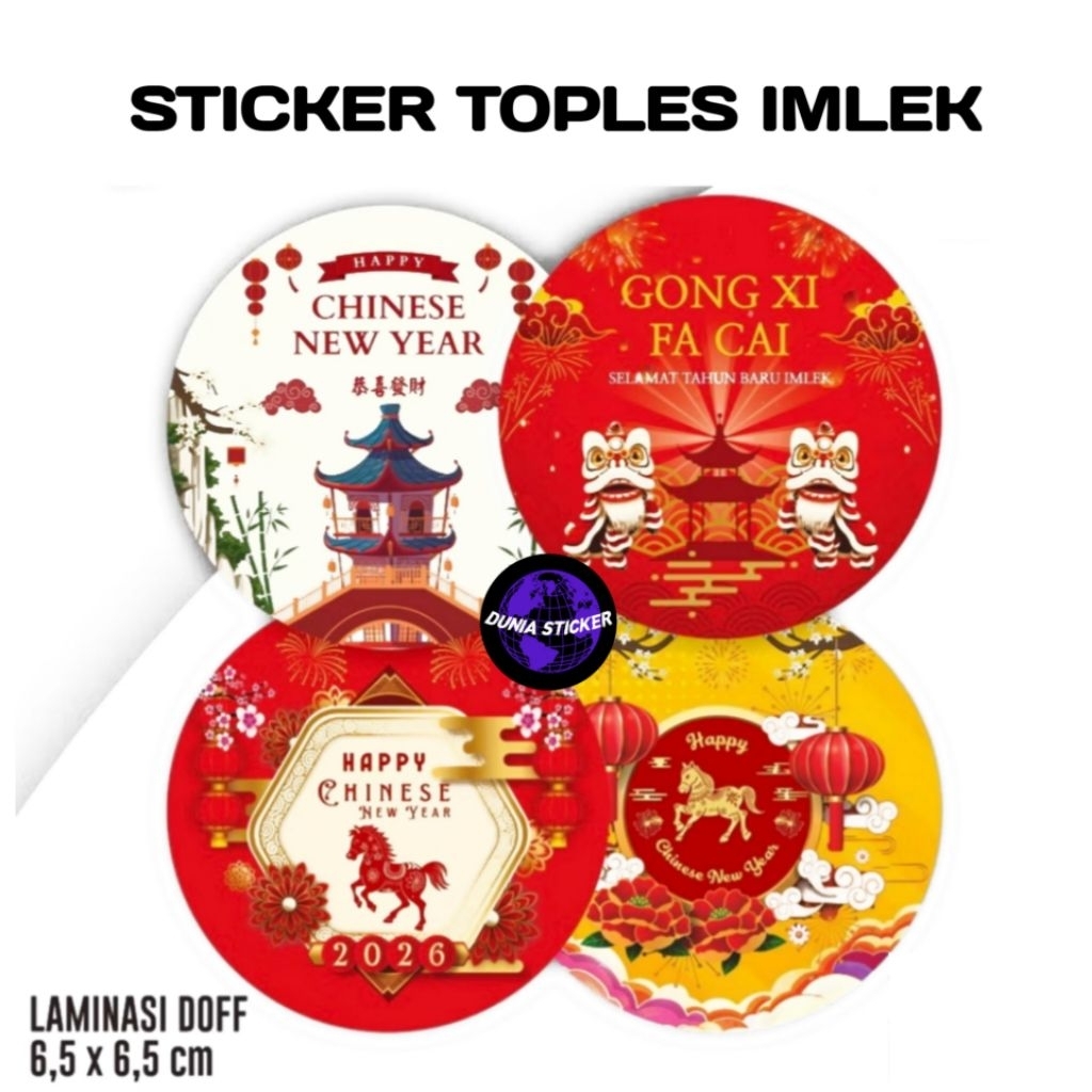Sticker Imlek Chinese New Year 2026 Stiker Cookies Kue Imlek CNY Shio Kuda