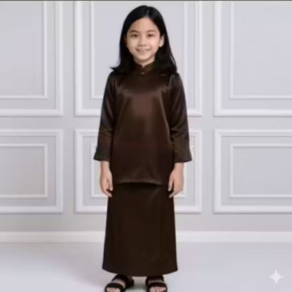 SETELAN ROK KURUNG MELAYU ANAK POLOSAN Bahan Satin Silk Velvet Premium/Baju Kurung/Kurung Melayu/Ter