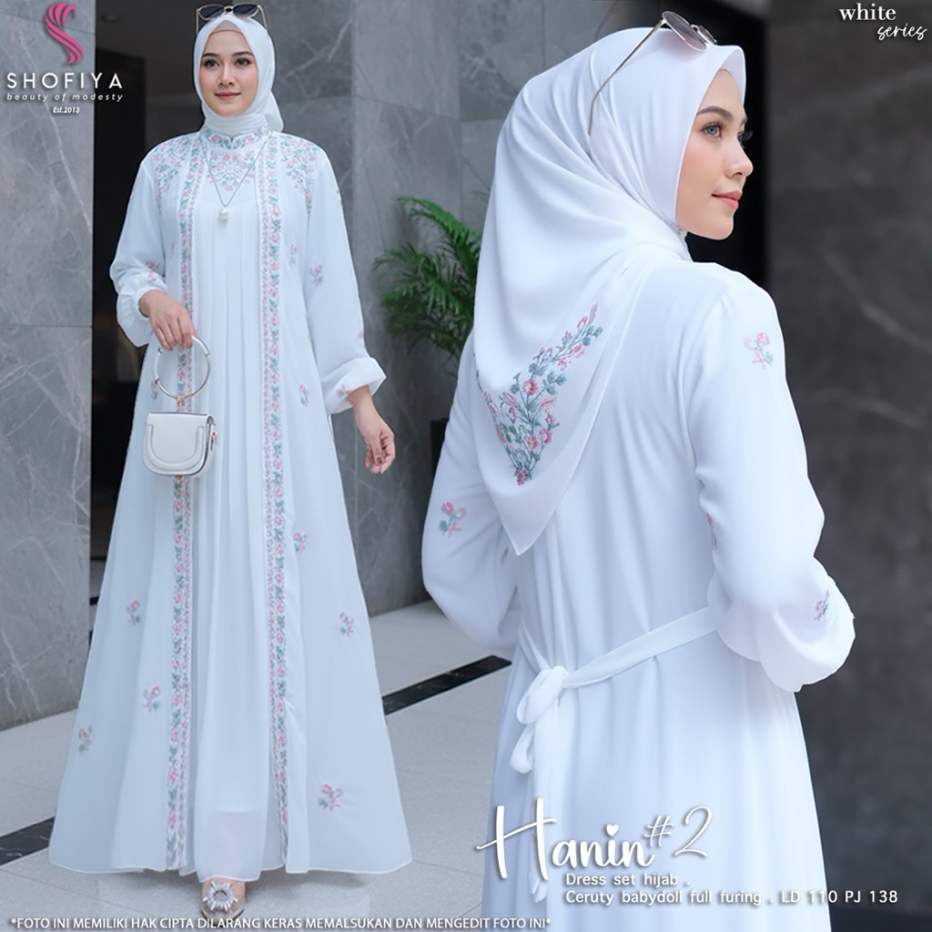 Hanin Dress Set Hijab bordir by Shofiya Original