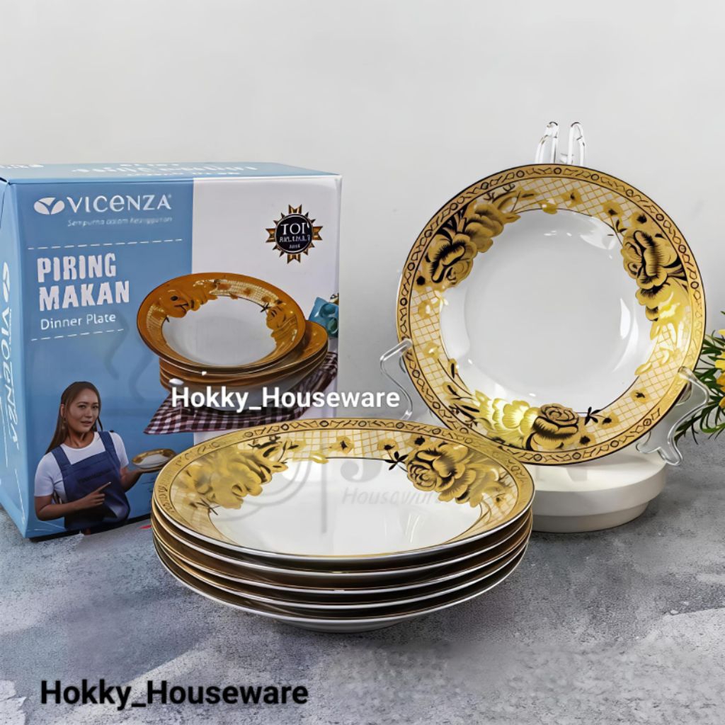 (BISA COD) Piring Makan 9 inch Keramik VICENZA Set 6Pcs 179