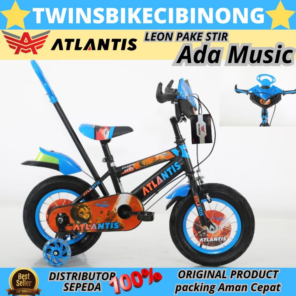 Sepeda Anak Laki Laki BMX 12 ATLANTIS LEON BAN POMPA STIR MUSIK