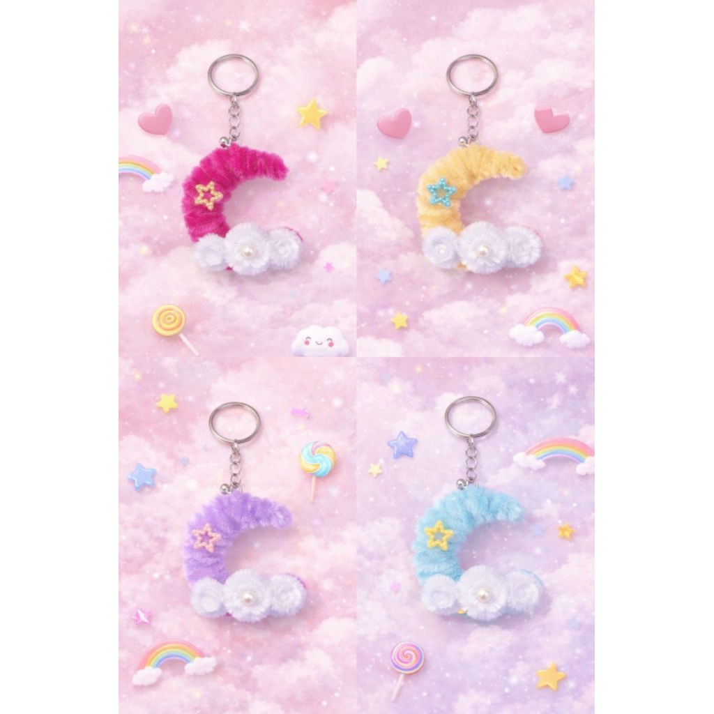 Gantungan kunci bulan pastel