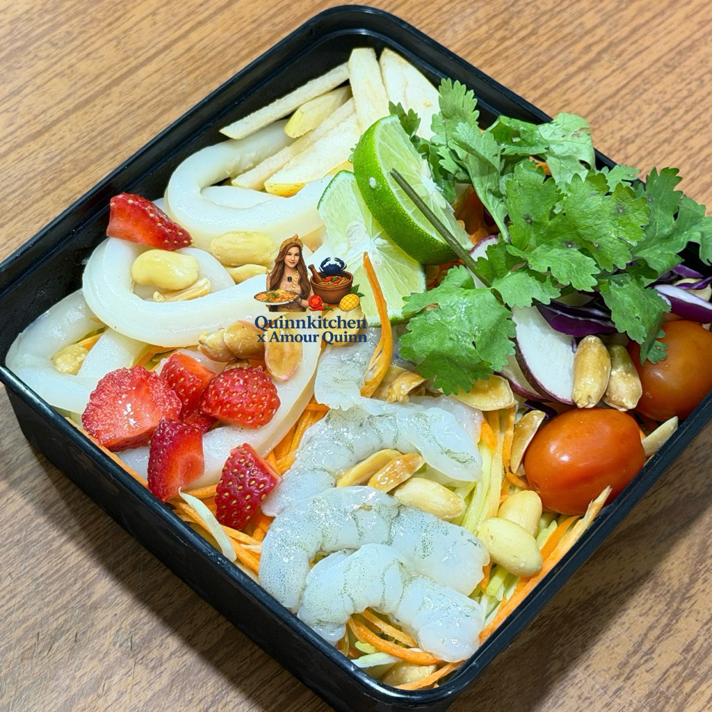 Cumi + Udang Mentah / Rebus Mangga / Pepaya / Nanas Salad Thailand Quinnkitchen