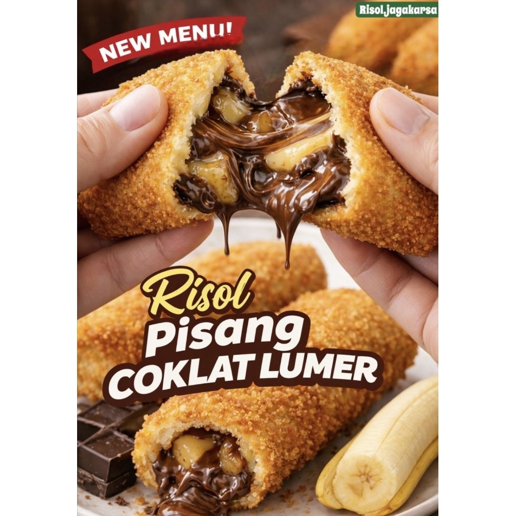 Risoles Frozen beku New Pisang Coklat isi 5 enak dan lumer di mulut