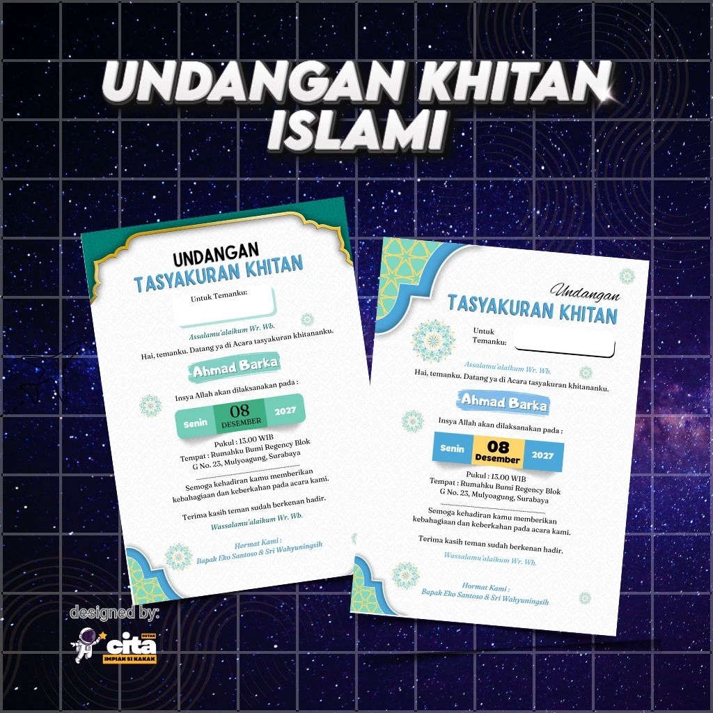 Undangan Khitanan/Sunatan Murah Mewah Minimalis - Custom Foto - CetakCita