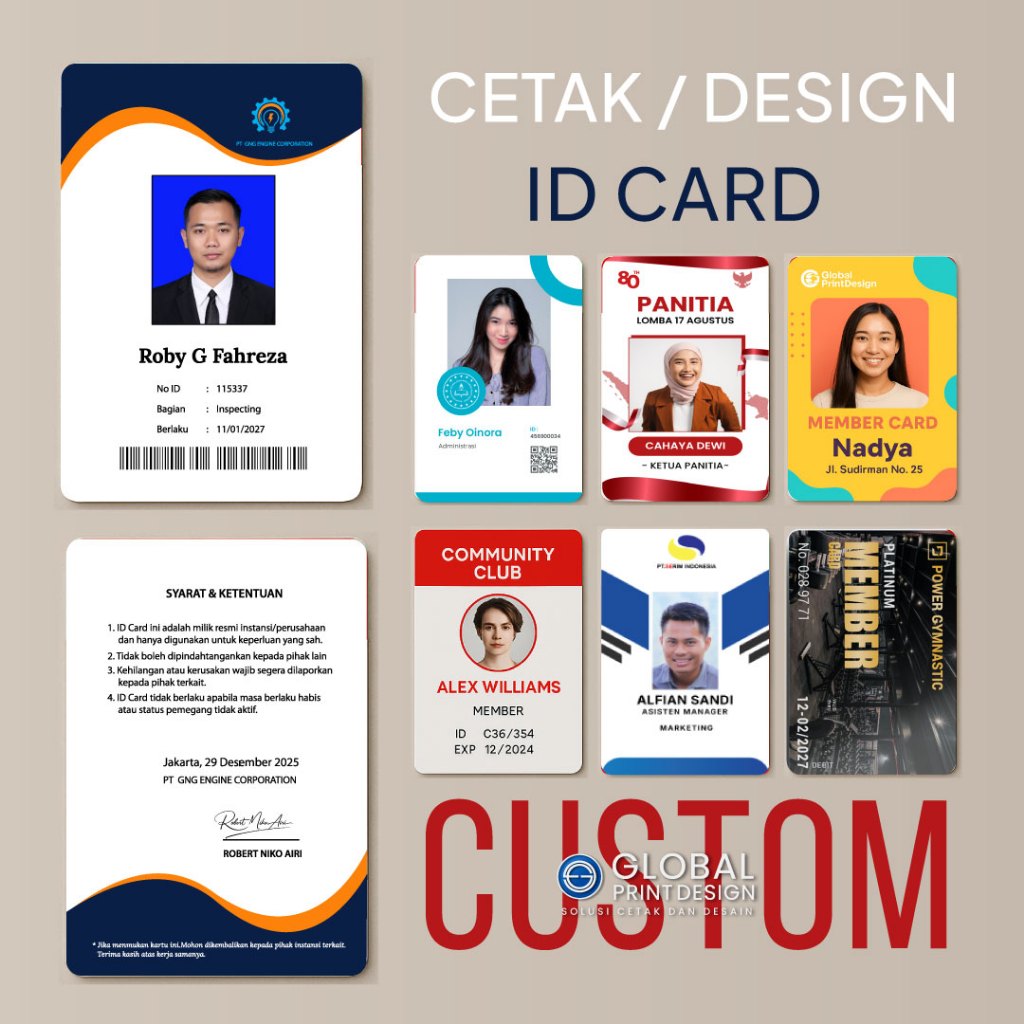 Custom Design & Cetak ID Card | Bisa Satuan