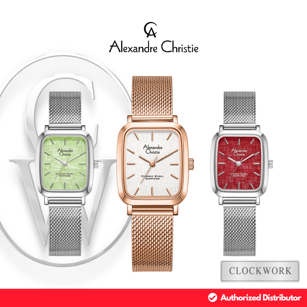 Jam Tangan Wanita Alexandre Christie Sapphire AC 8699 LH Mesh / Rantai / Kulit Casual Simple Couple 