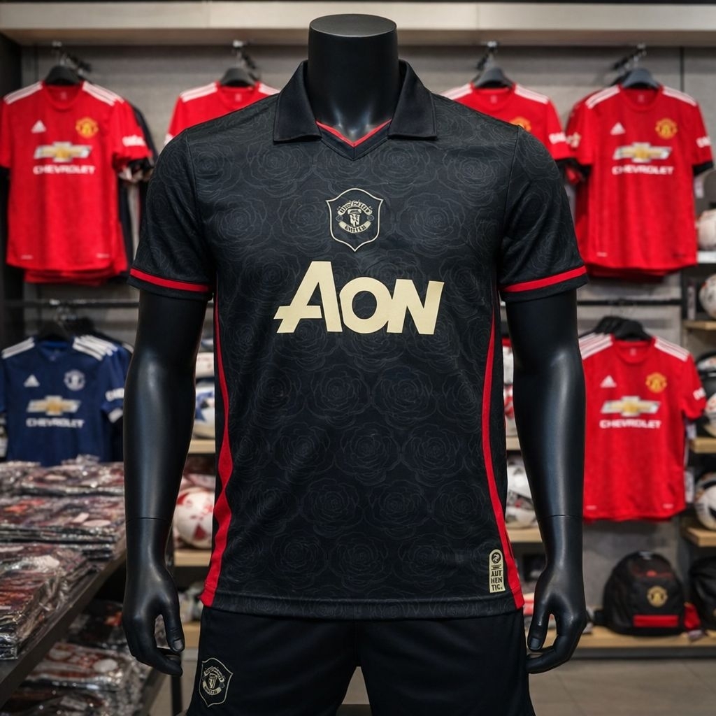 Jersey MU Hitam Merah