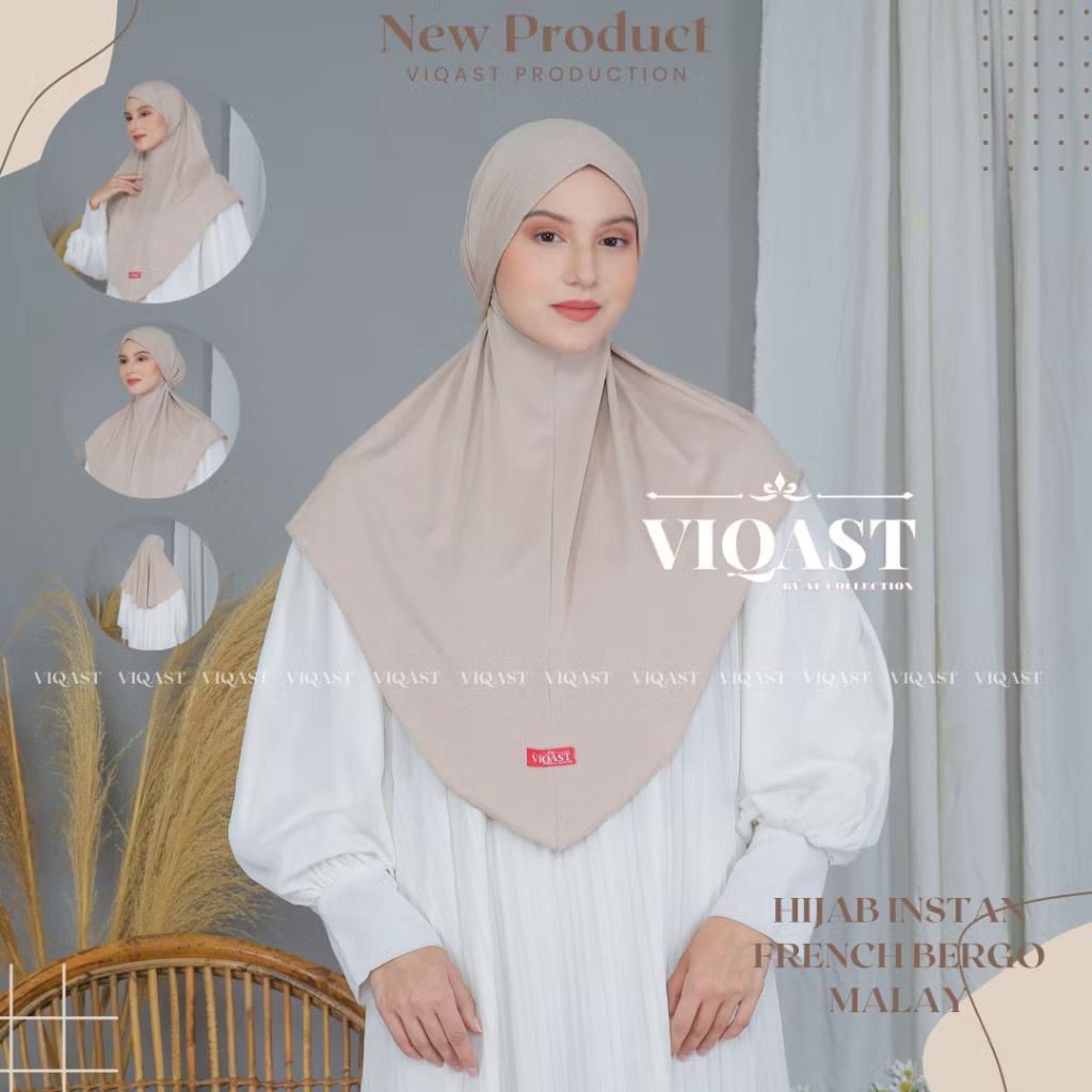 Hijab Instan Bergo French Melayu Khimar Lesti Jersey PREMIUM Size L Kerudung Tali Instant Malay Dail