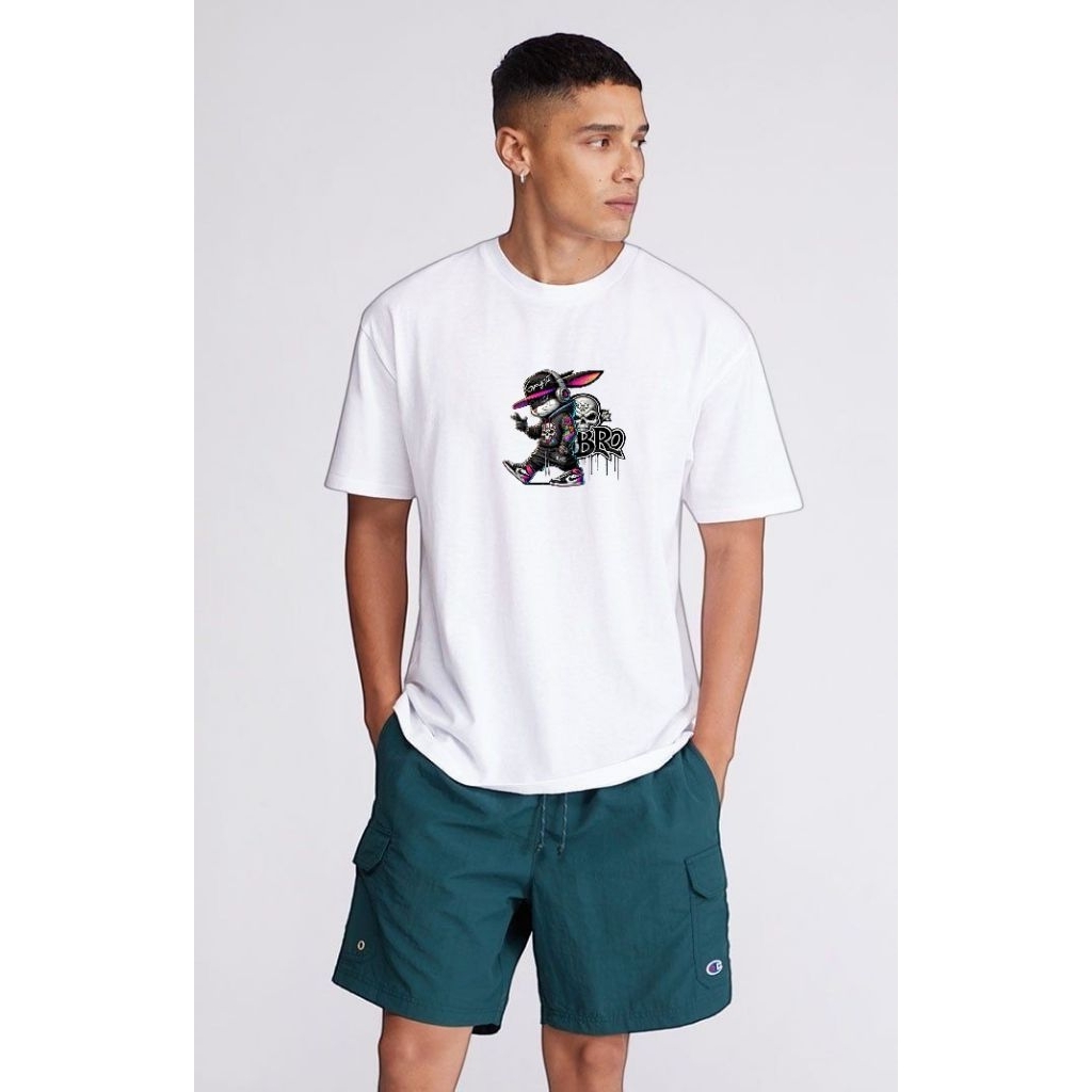 casual bro t-shirt kaos pria lengan pendek sablon Tenga sedang